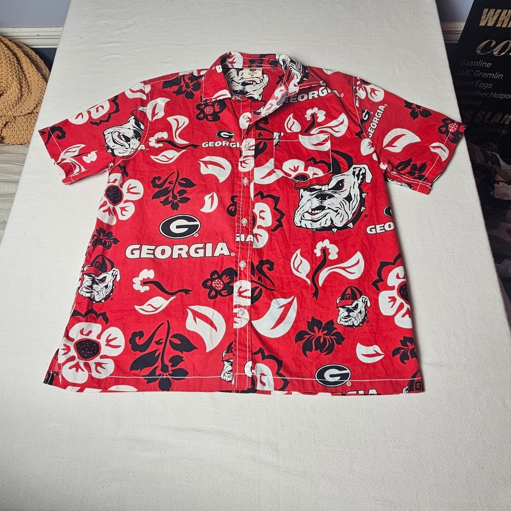 Men's Wes & Willy Red Georgia Bulldogs Hawaiian Button-Up Shirt Mens Medium